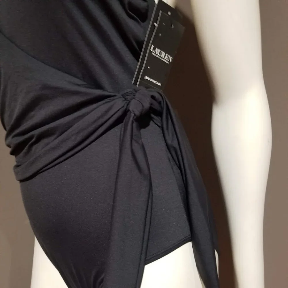 Lauren Ralph Lauren Halter Side-Tie Tummy-Control Black - Picture 4 of 14